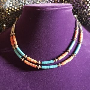 Turquoise and Sterling Silver 16" Necklace